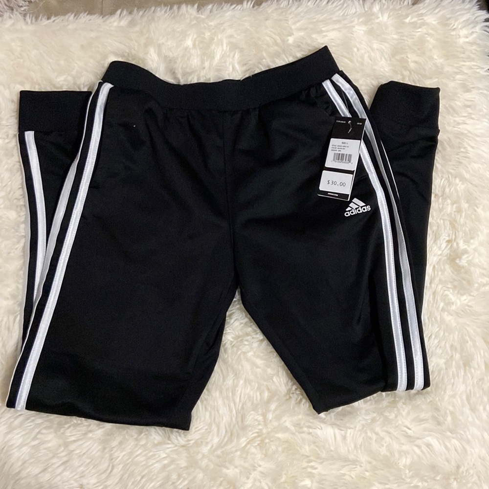 Kids black and white Adidas sweatpants track
